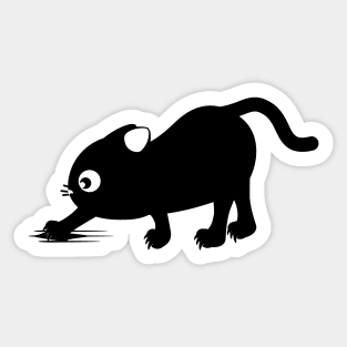 Digging black cat Sticker